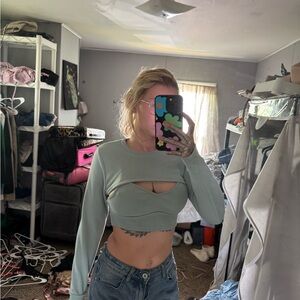 Women's Mint Green Cut-Out Top